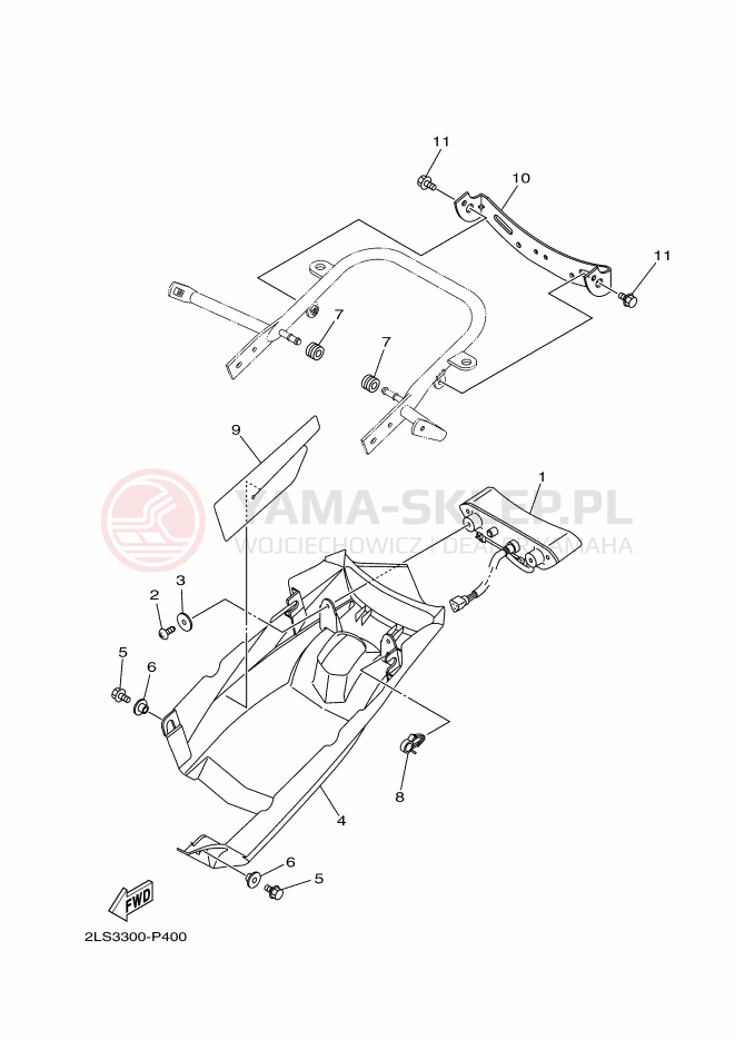 Schemat "Oświetlenie tył" do Yamaha YFM700RSF