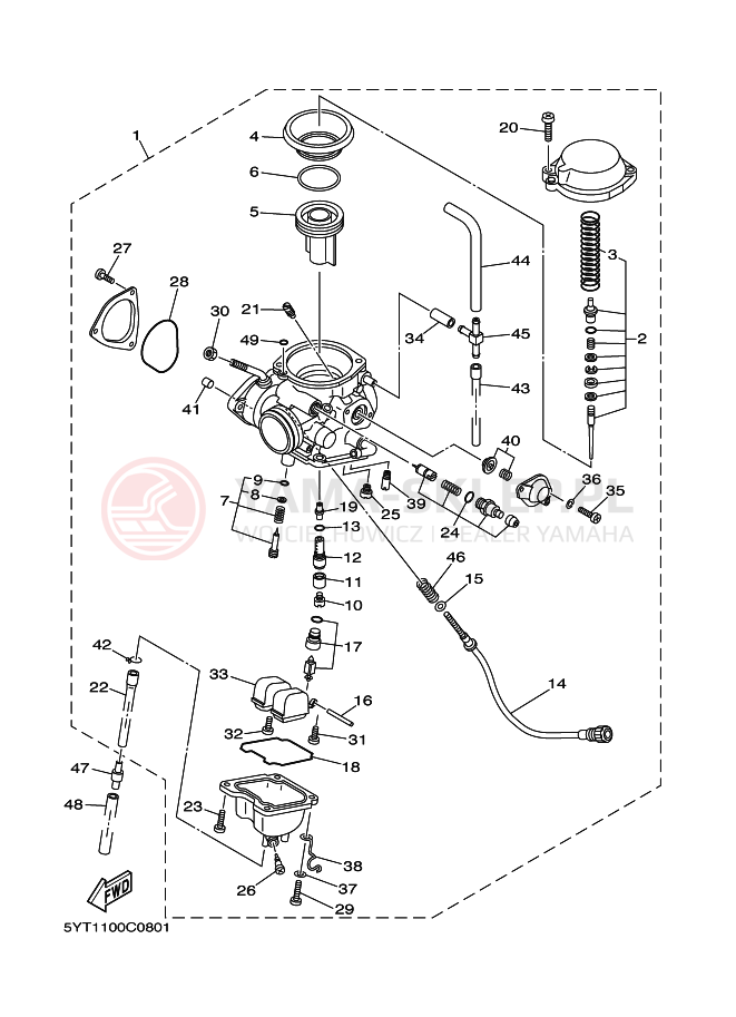 Schemat "Gaźnik" do Yamaha YFM350RT