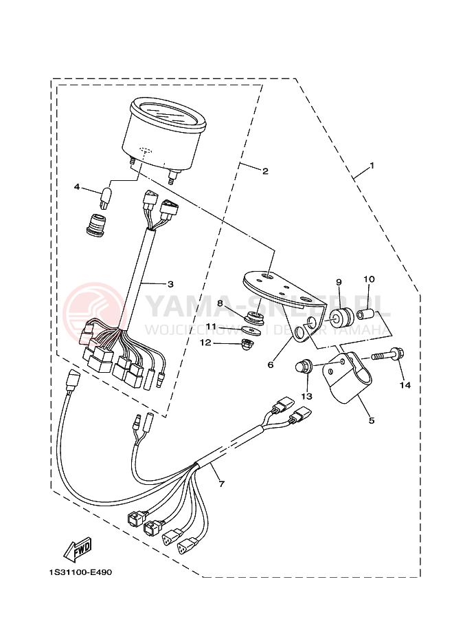Schemat "licznik" do Yamaha YFM700RV