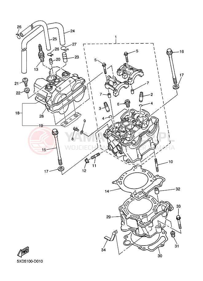 Schemat "cylinder" do Yamaha YZ450F