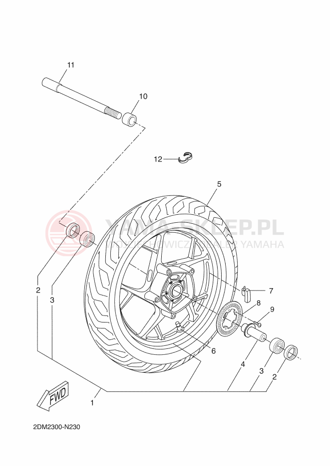 Schemat "Koło przód" do Yamaha X-MAX 250 ABS