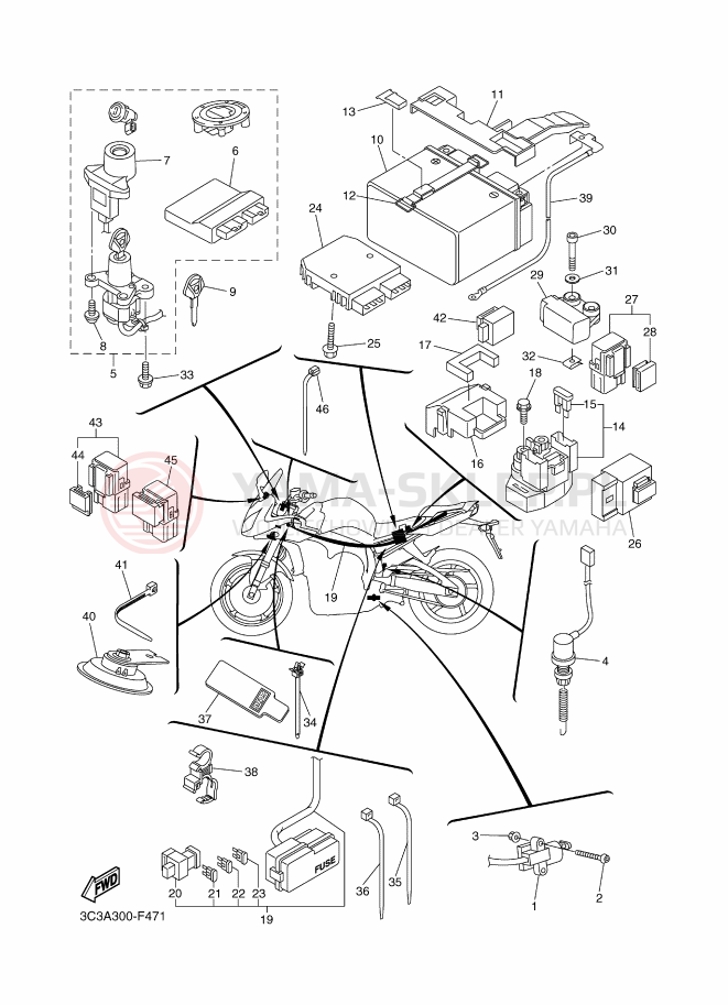 Schemat "układ elektryczny" do Yamaha FZ1-S