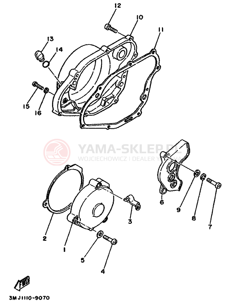 Schemat "Pokrywa silnika" do Yamaha WR500Z