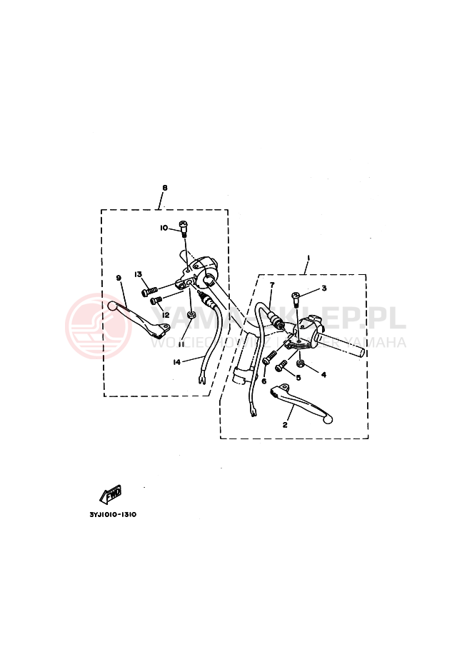 Schemat "Kierownica i osprzęt" do Yamaha YG50D JOG D