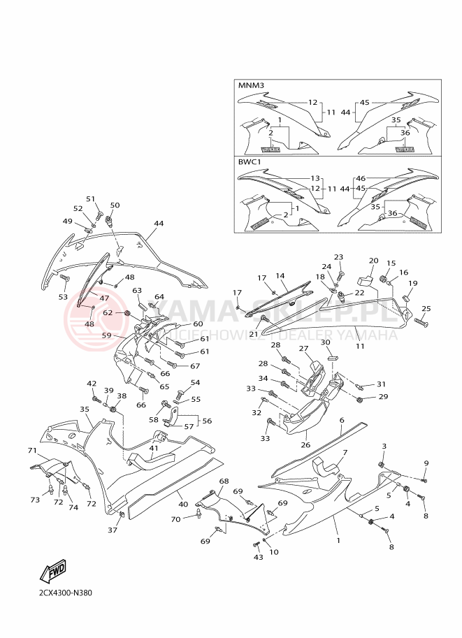 Schemat "elementy nadwozia" do Yamaha YZF-R6