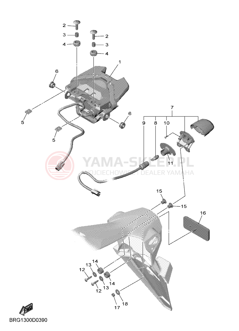 Schemat "Oświetlenie tył" do Yamaha MT-03