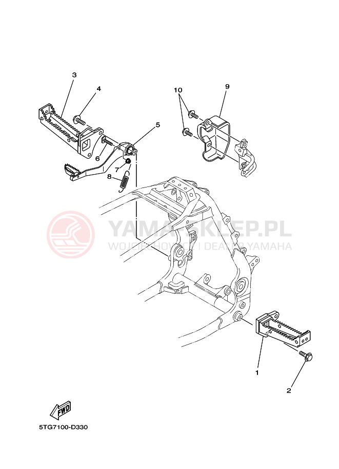 Schemat "Stopka postojowa i podnóżki" do Yamaha YFZ450T