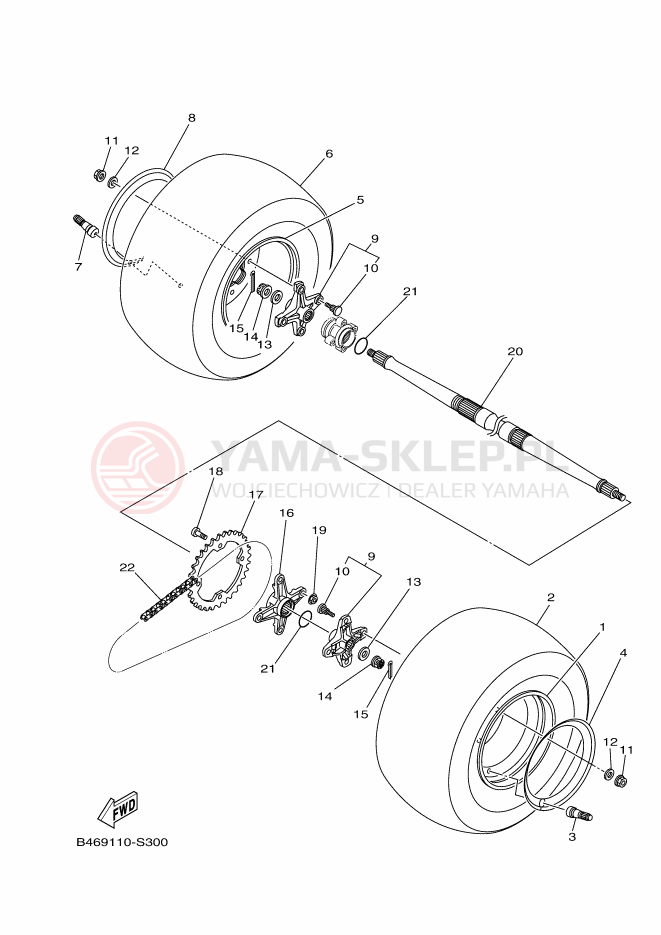 Schemat "Koło tył" do Yamaha YFM700R