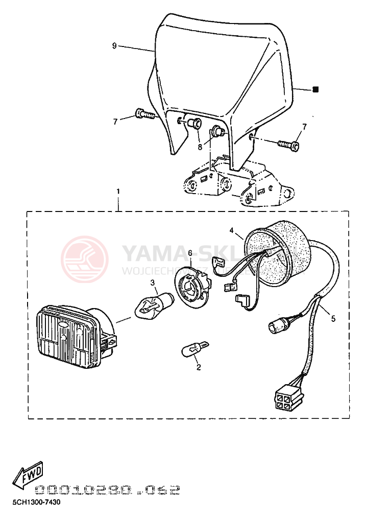 Schemat "Lampa przód" do Yamaha TT600R
