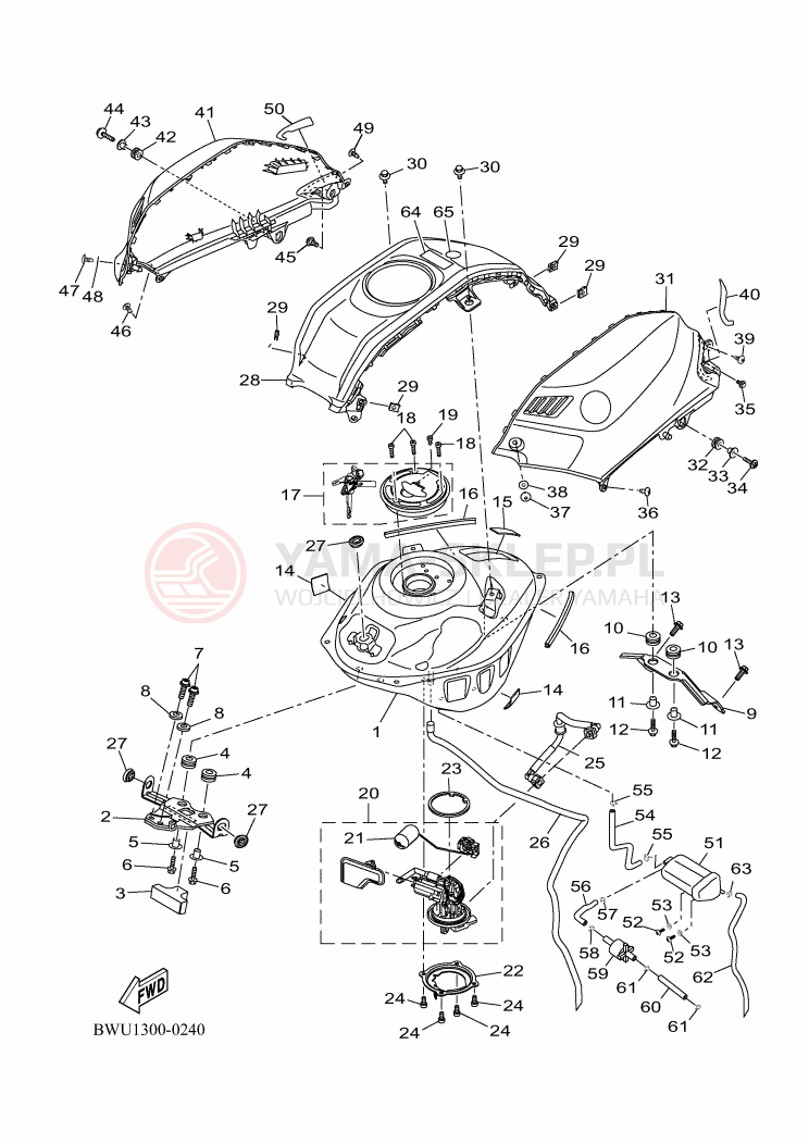 Schemat "zbiornik paliwa" do Yamaha R125