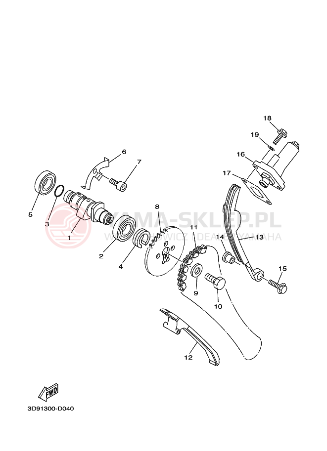 Schemat "Rozrząd - łańcuszek" do Yamaha YBR125