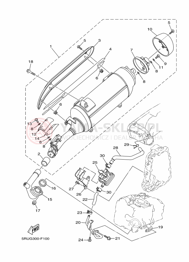 Schemat "Wydech końcowy" do Yamaha YP400ABS