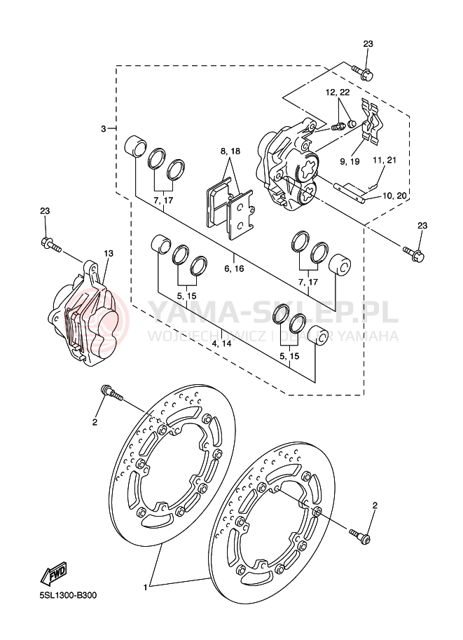 Schemat "Zacisk hamulcowy + tarcza przód" do Yamaha YZF-R6