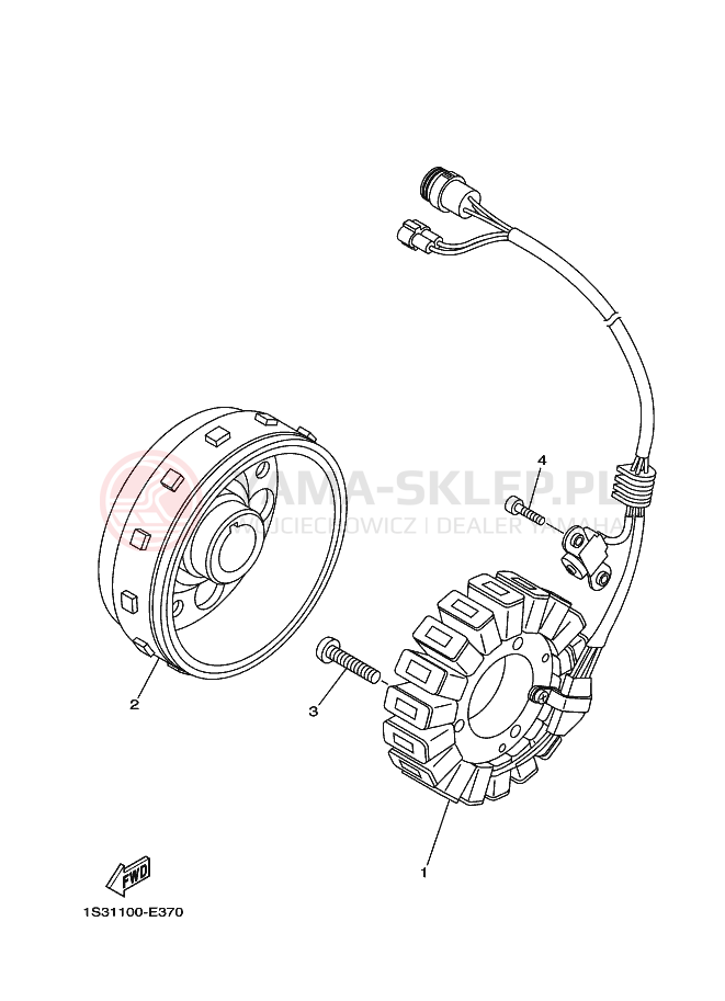 Schemat "prądnica" do Yamaha YFM700R