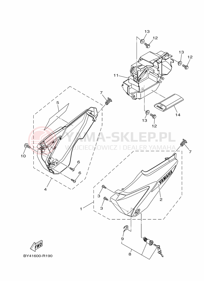 Schemat "Pokrywa boczna" do Yamaha YC110D-4