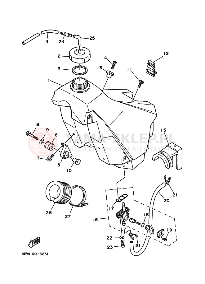 Schemat "zbiornik paliwa" do Yamaha YZ125