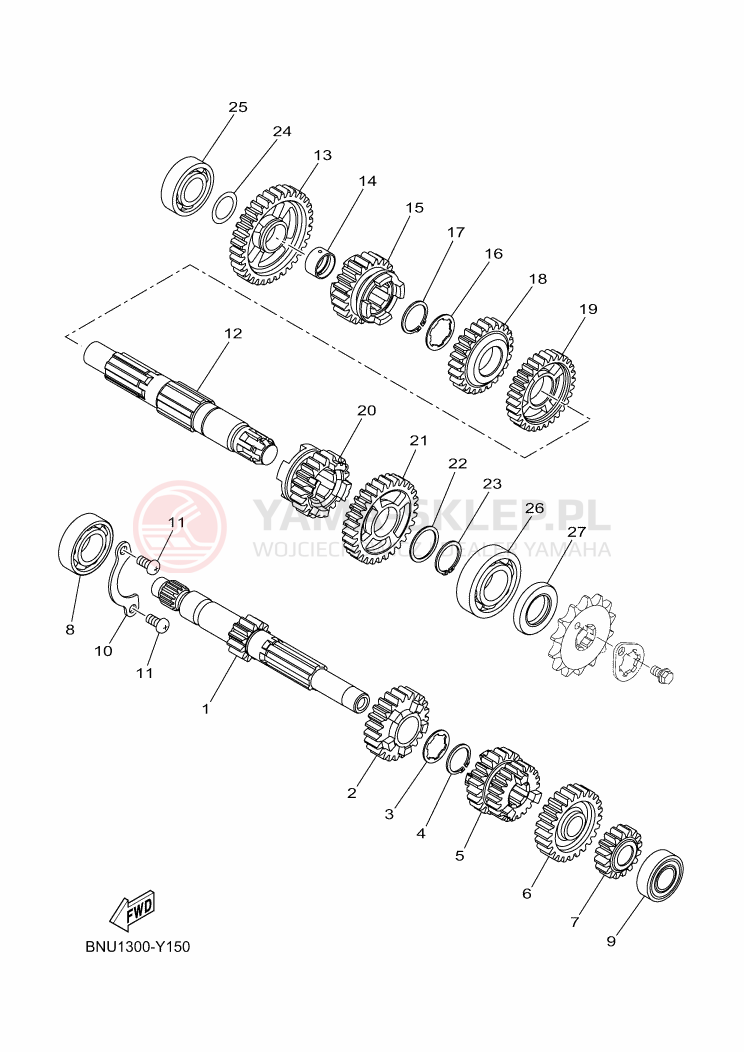 Schemat "Skrzynia biegów " do Yamaha XSR125