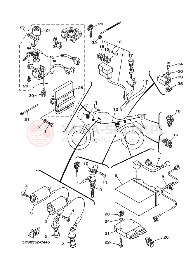 Schemat "układ elektryczny" do Yamaha TDM900