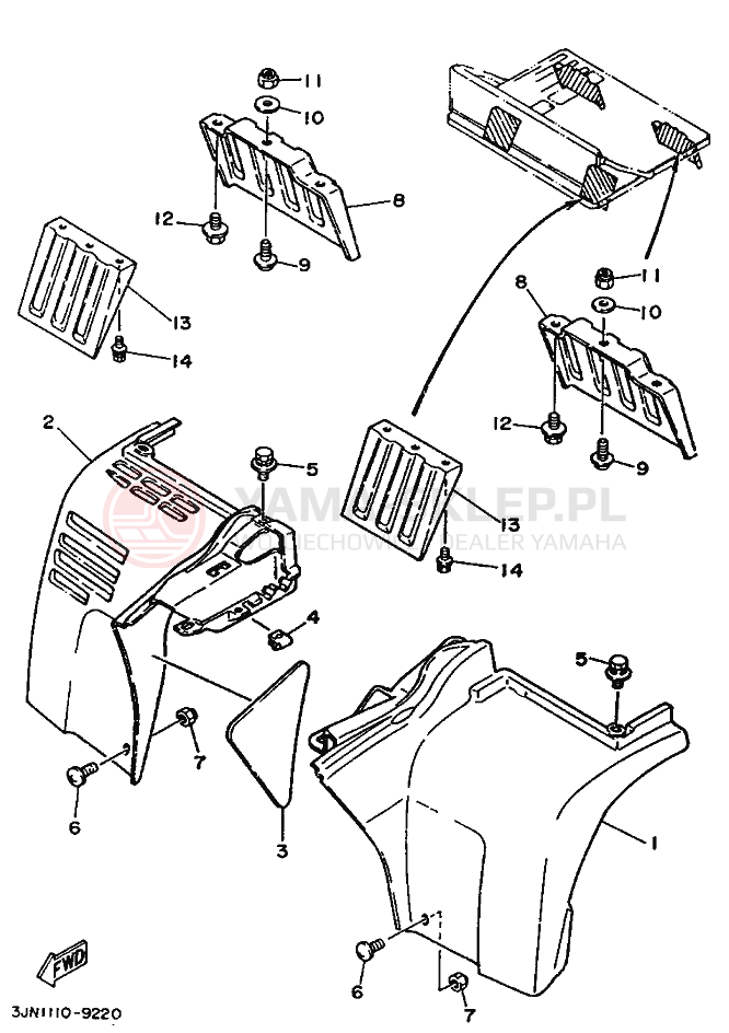 Schemat "TYLNY BŁOTNIK" do Yamaha YFU1T