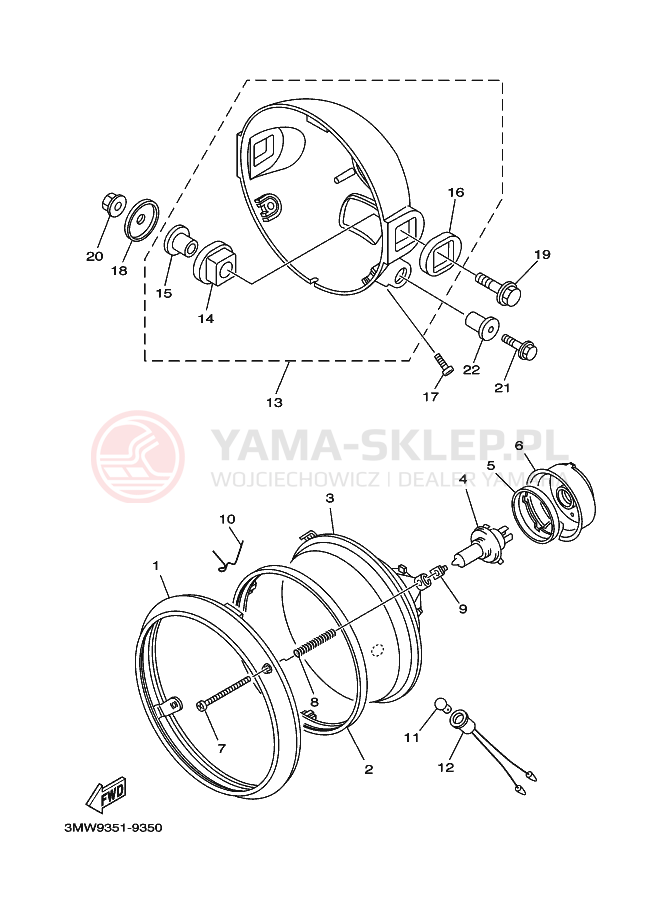 Schemat "Lampa przód" do Yamaha SR125