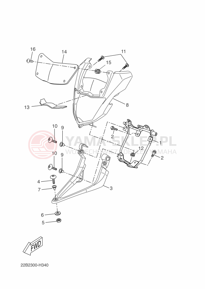 Schemat "elementy nadwozia" do Yamaha WR125X
