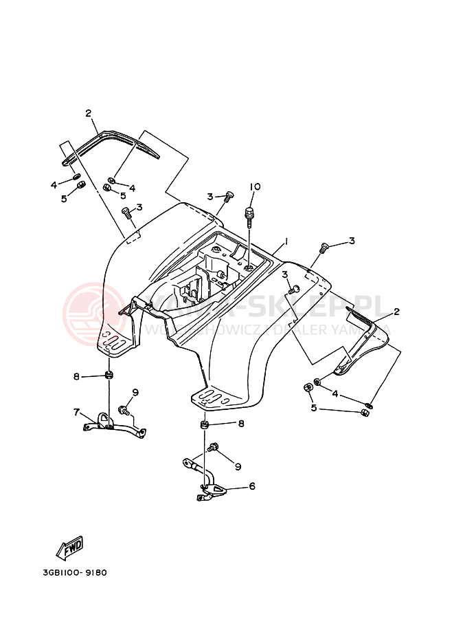 Schemat "TYLNY BŁOTNIK" do Yamaha YF80M