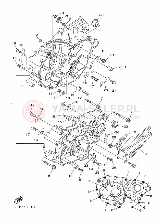 Schemat "Pokrywa silnika" do Yamaha YZ450F