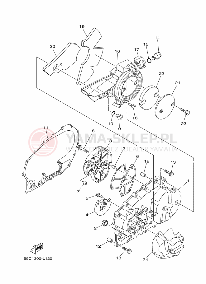 Schemat "Pokrywa silnika" do Yamaha XP500A