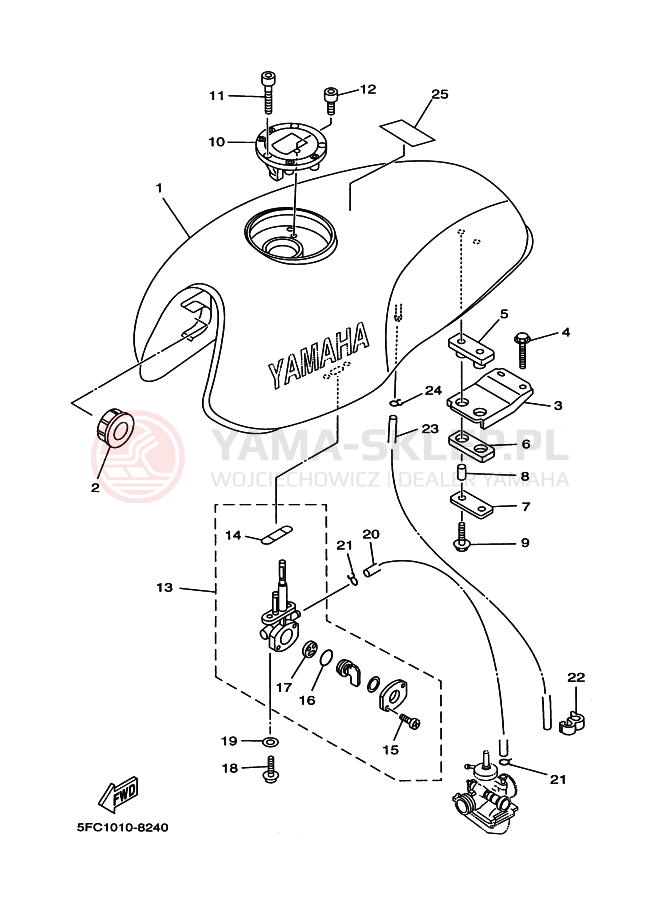 Schemat "zbiornik paliwa" do Yamaha RZ50