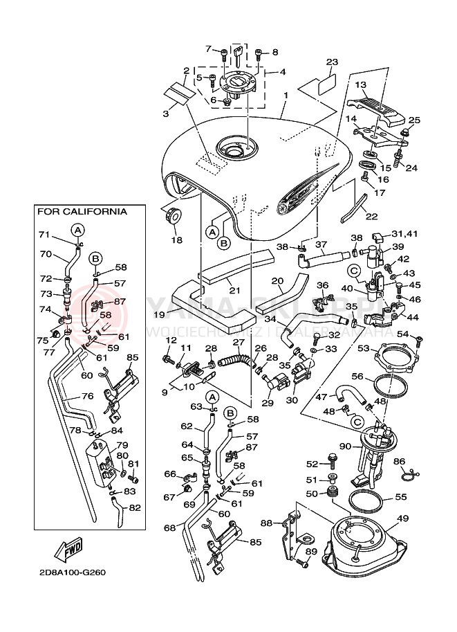 Schemat "zbiornik paliwa" do Yamaha ROADSTAR WARRIOR MIDNIGHT