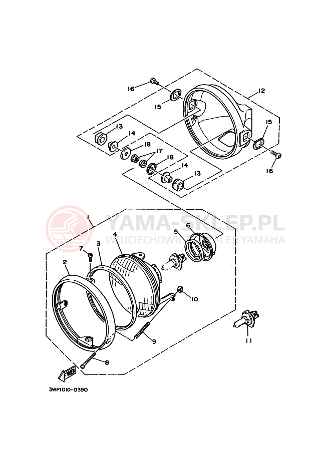 Schemat "Lampa przód" do Yamaha SRX250