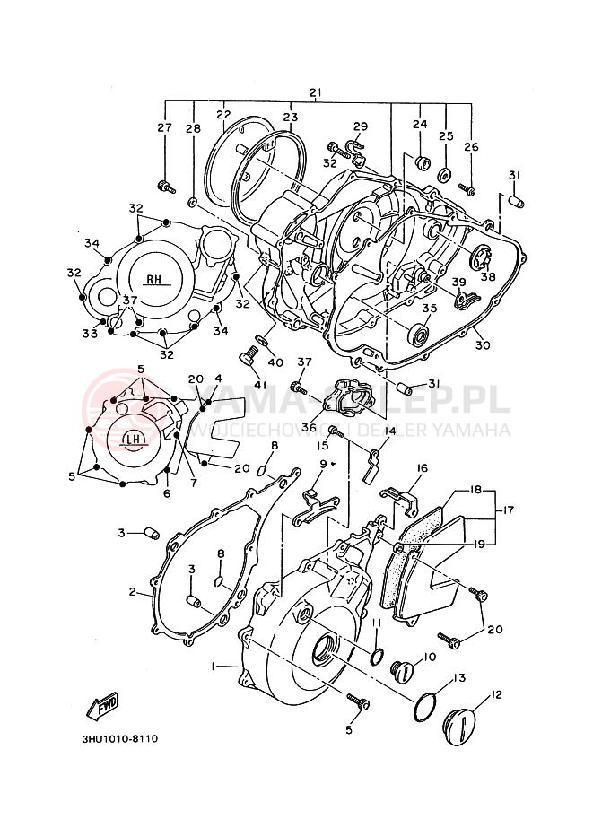 Schemat "Pokrywa silnika" do Yamaha SRX400
