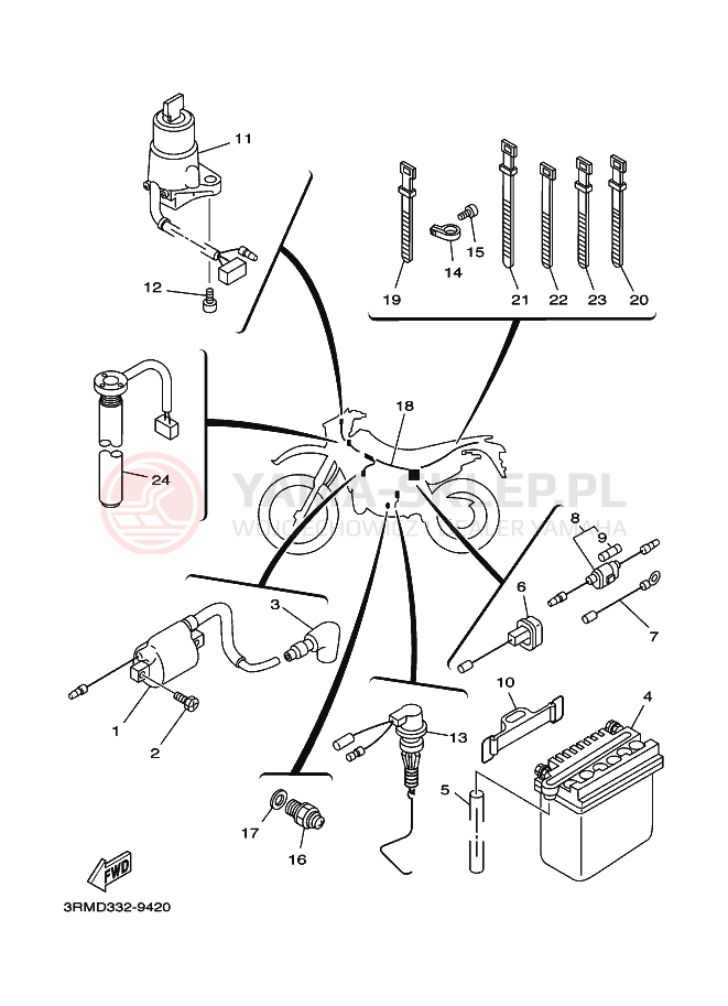 Schemat "układ elektryczny" do Yamaha DT125R