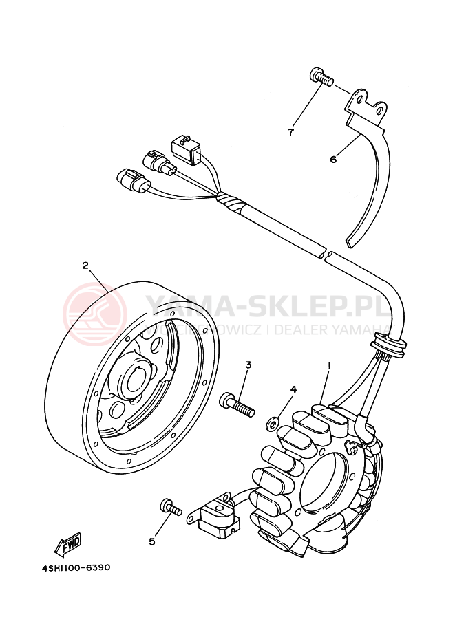 Schemat "prądnica" do Yamaha YFM400FW