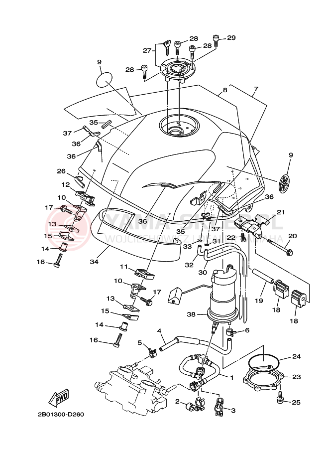 Schemat "zbiornik paliwa" do Yamaha TDM900A