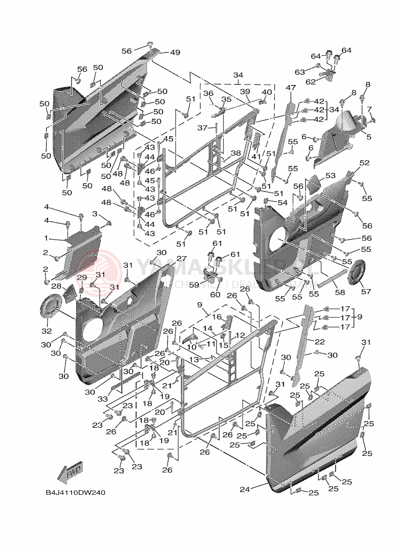 Schemat "Pokrywa boczna" do Yamaha YXF1000EW