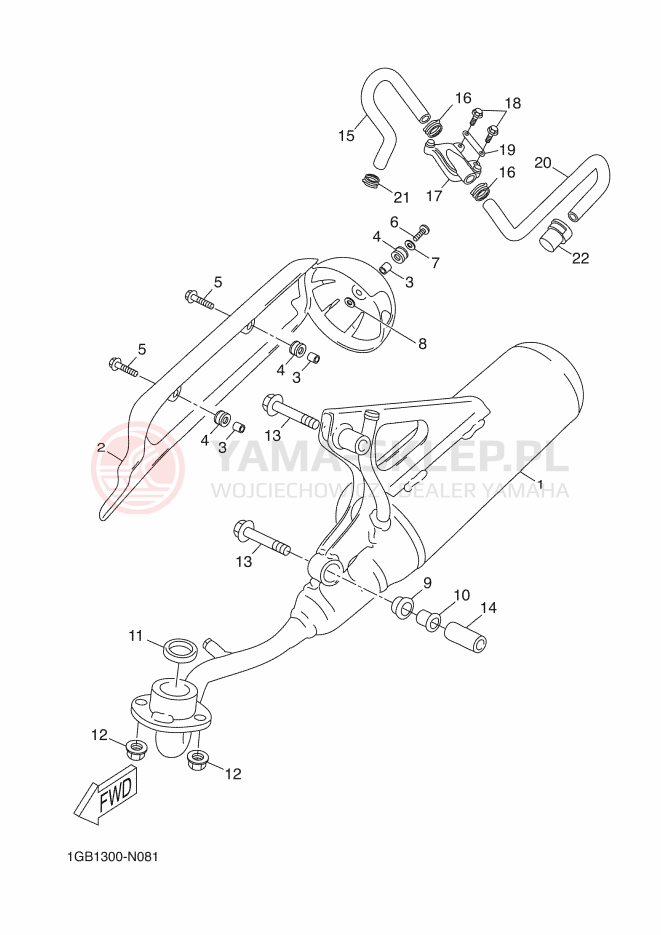 Schemat "Wydech końcowy" do Yamaha AEROX 4