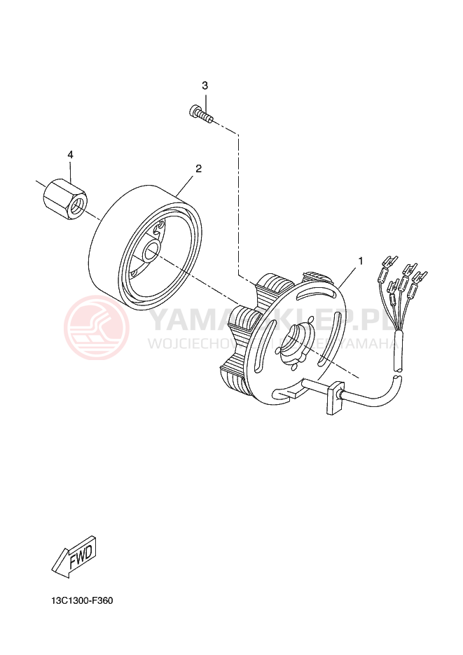 Schemat "prądnica" do Yamaha DT50R