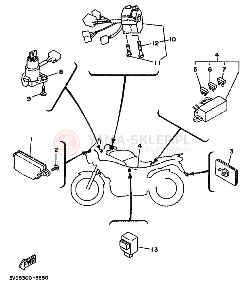 Schemat "układ elektryczny" do Yamaha TDM850