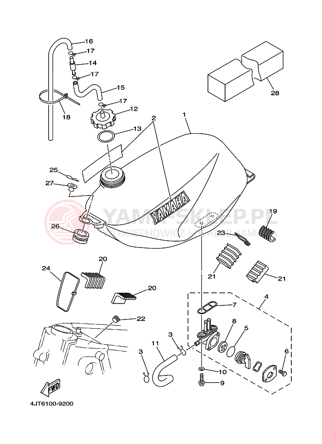 Schemat "zbiornik paliwa" do Yamaha TZ125