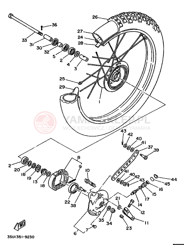 Schemat "Koło przód" do Yamaha TY125