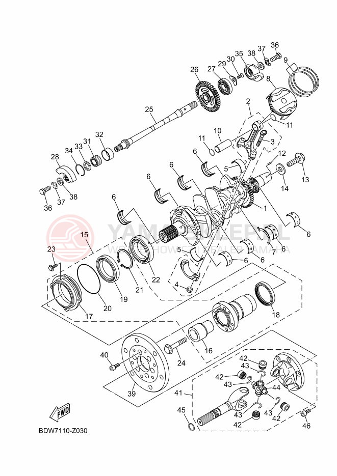 Schemat "Wał korbowy, tłok" do Yamaha YXZ1000R SS