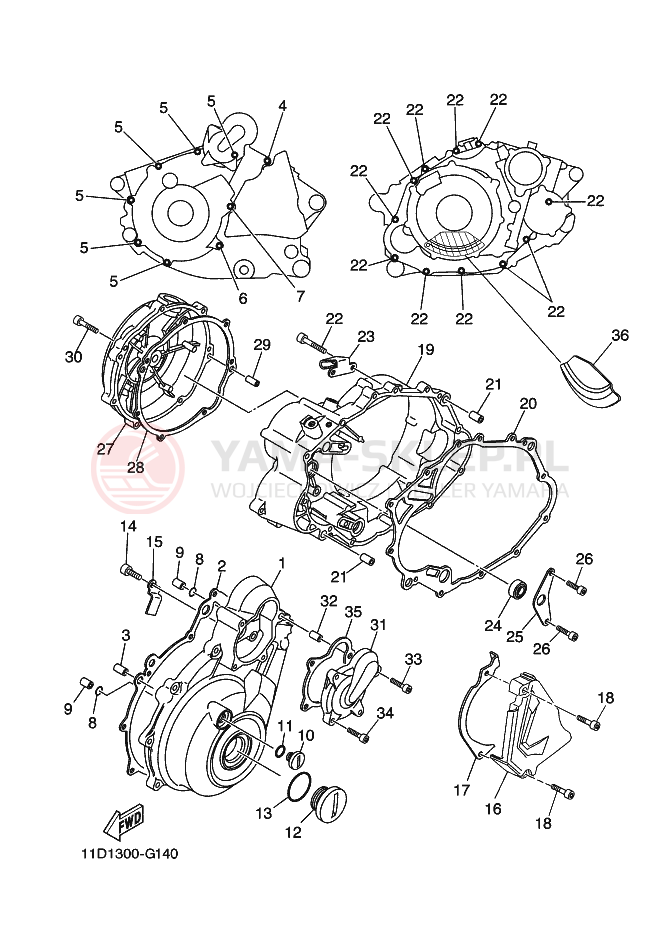 Schemat "Pokrywa silnika" do Yamaha TENERE