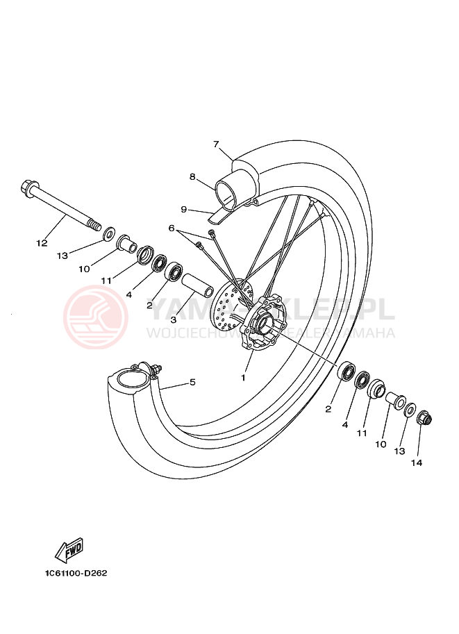Schemat "Koło przód" do Yamaha TT-R230 TTR230V