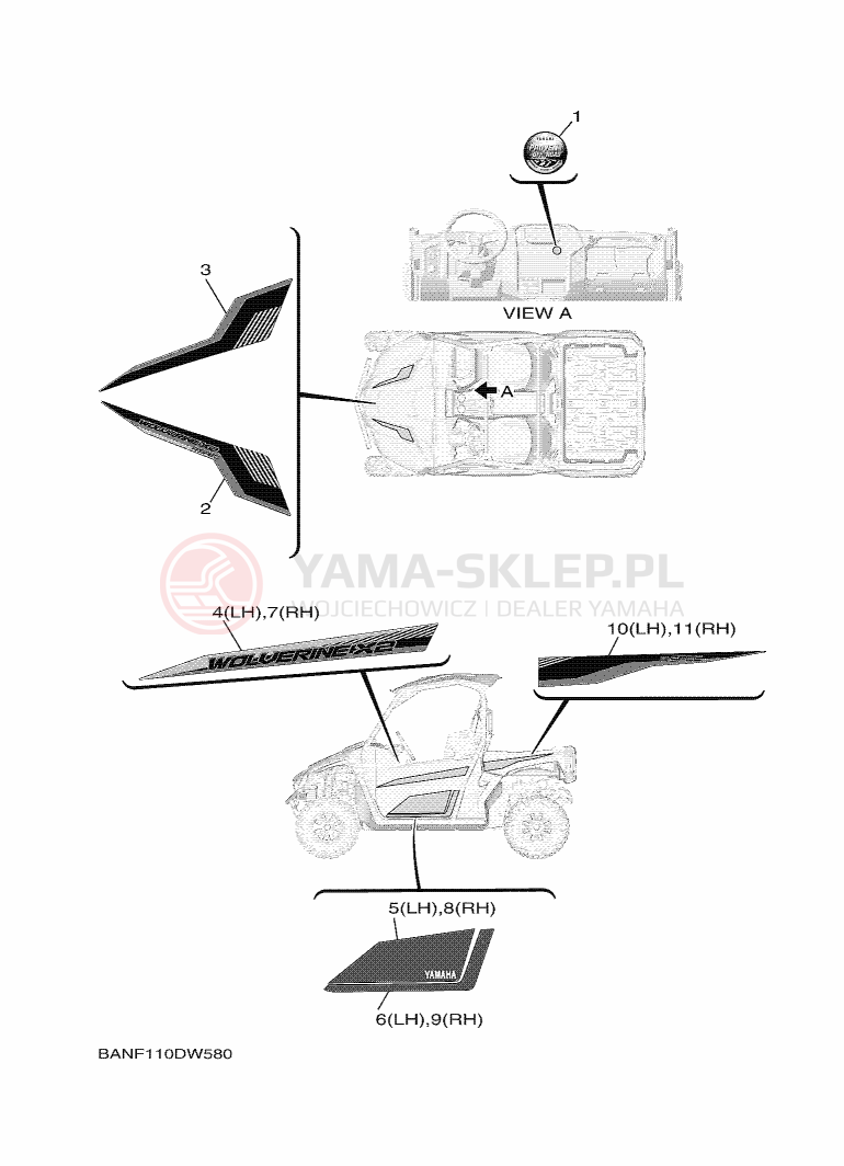 Schemat "Naklejki" do Yamaha WOLVERINE X2 850 R-SPEC