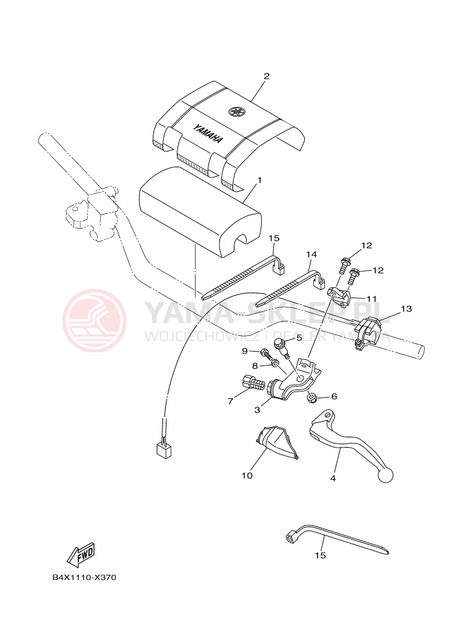 Schemat "Kierownica i osprzęt" do Yamaha YZ125