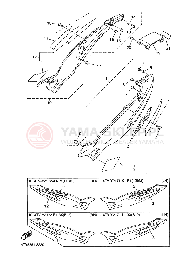Schemat "Pokrywa boczna" do Yamaha YZF600R THUNDERCAT