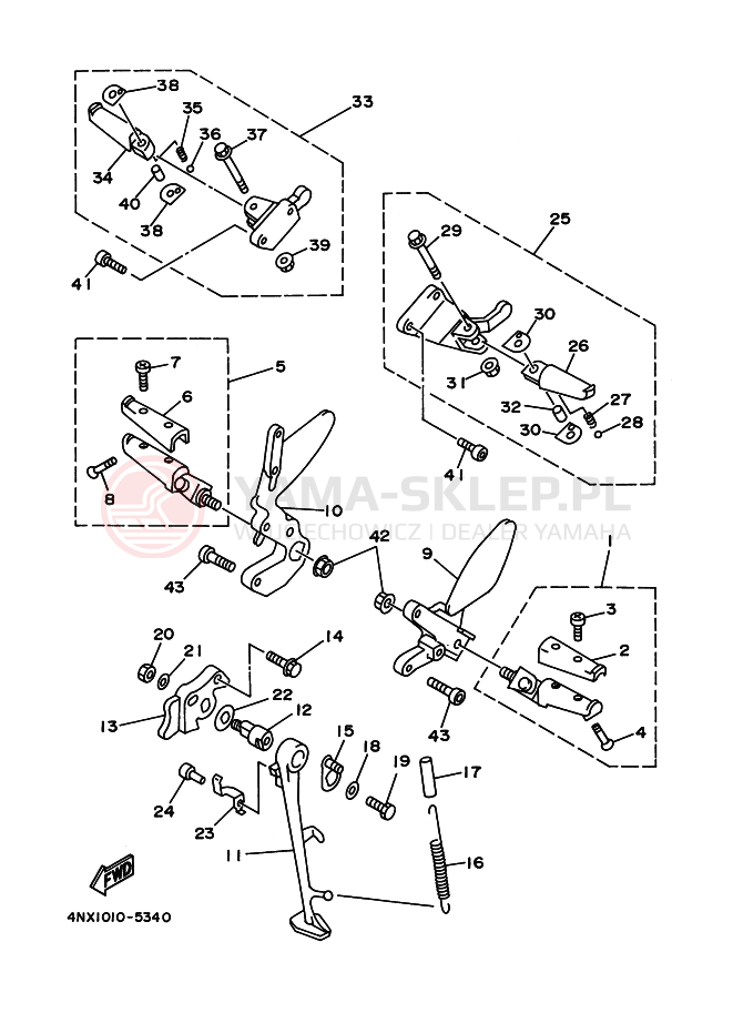 Schemat "Stopka postojowa i podnóżki" do Yamaha TRX850