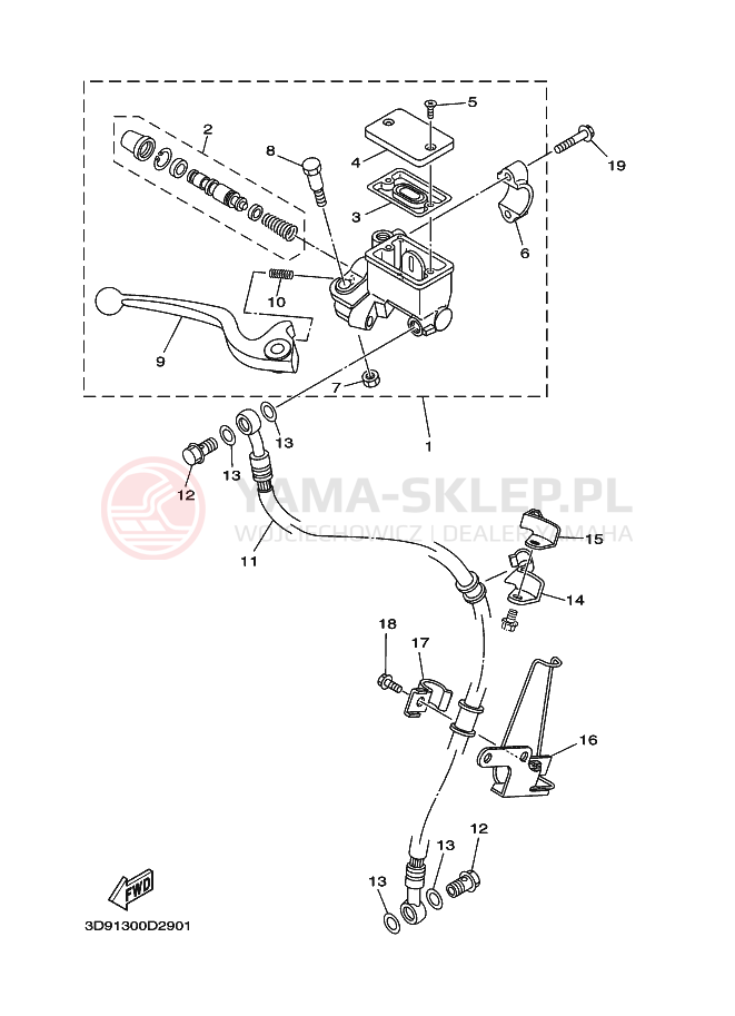 Schemat "Pompa hamulcowa przednia" do Yamaha YBR125ED