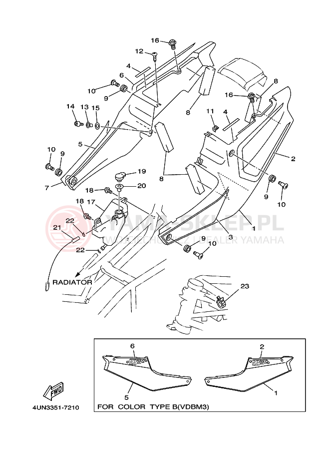 Schemat "Pokrywa boczna" do Yamaha TRX850